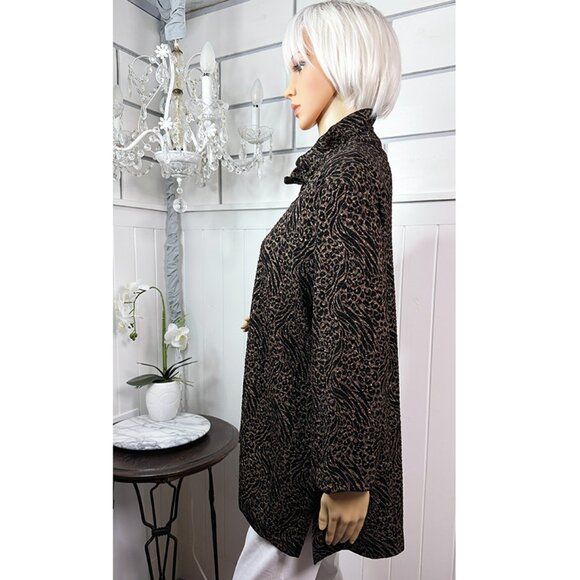 Chicos Easy Wear One Button High Neckline Gold & Black Swing Jacket  Size 3 - Picture 2 of 9